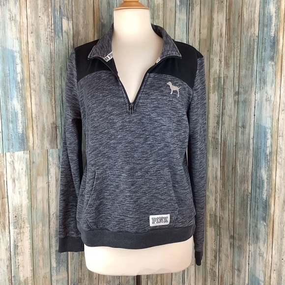 PINK Victoria's Secret Sweaters - Victoria’s Secret PINK heather gray 1/4 zip sweater size medium